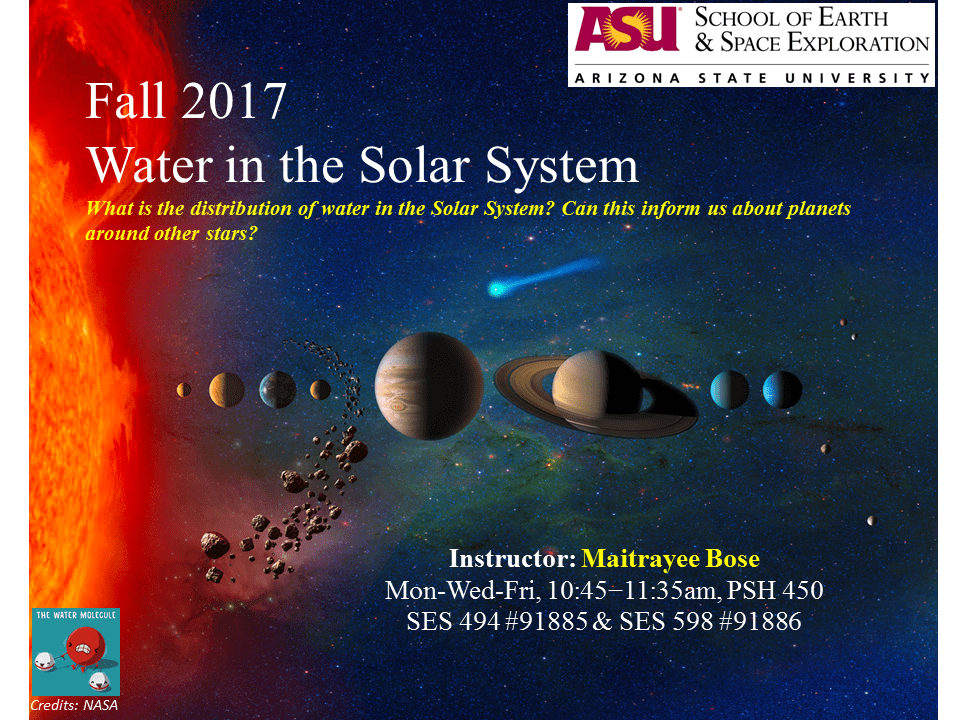 Water in the Solar System Fall 2017 flyer